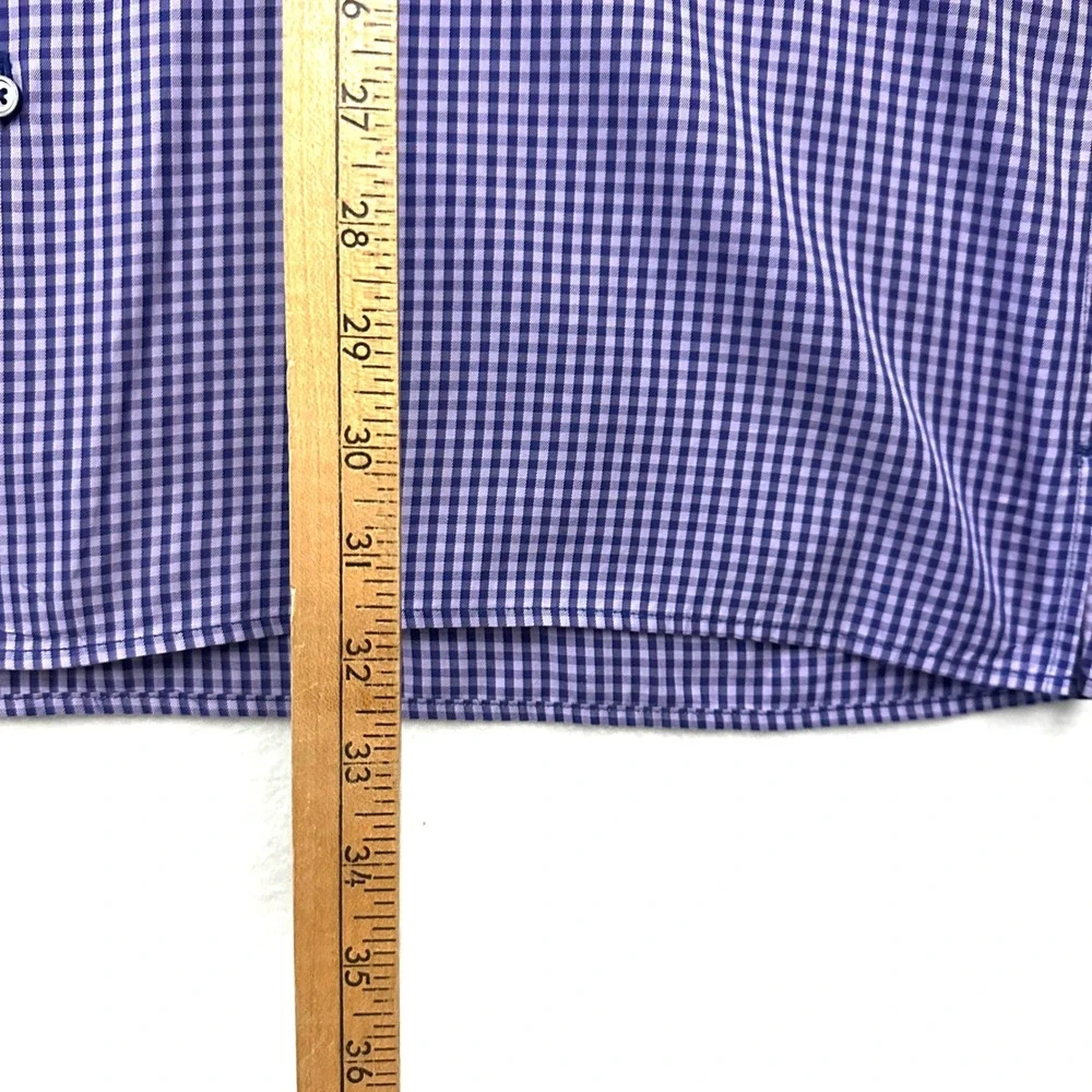 Ermenegildo Zegna Mens XXL Purple Gingham Check Button Down Shirt Made in Italy